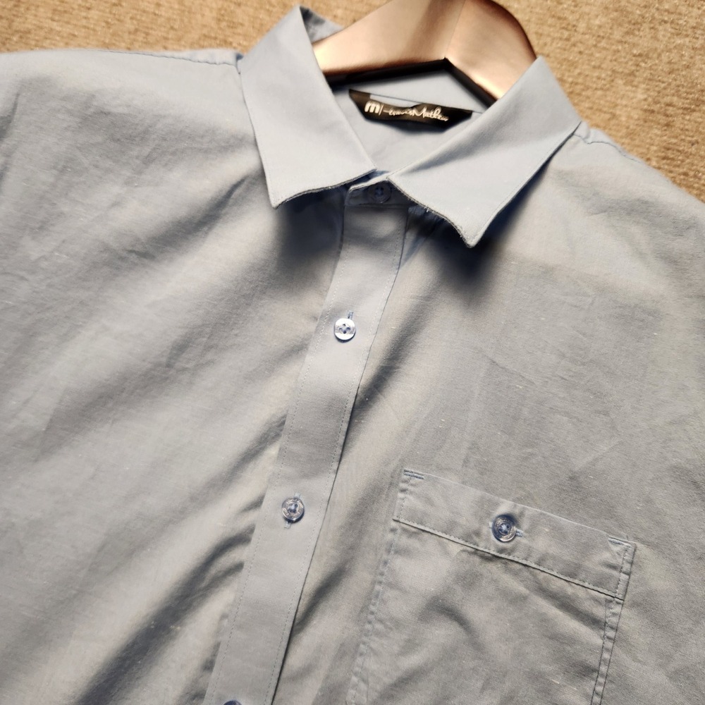 Travis Mathew Button Up Shirt‎ Mens Large Blue Short Sleeve Golf Casual Pocket